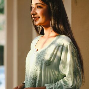 Cotton Chikankari Solid Women's Top