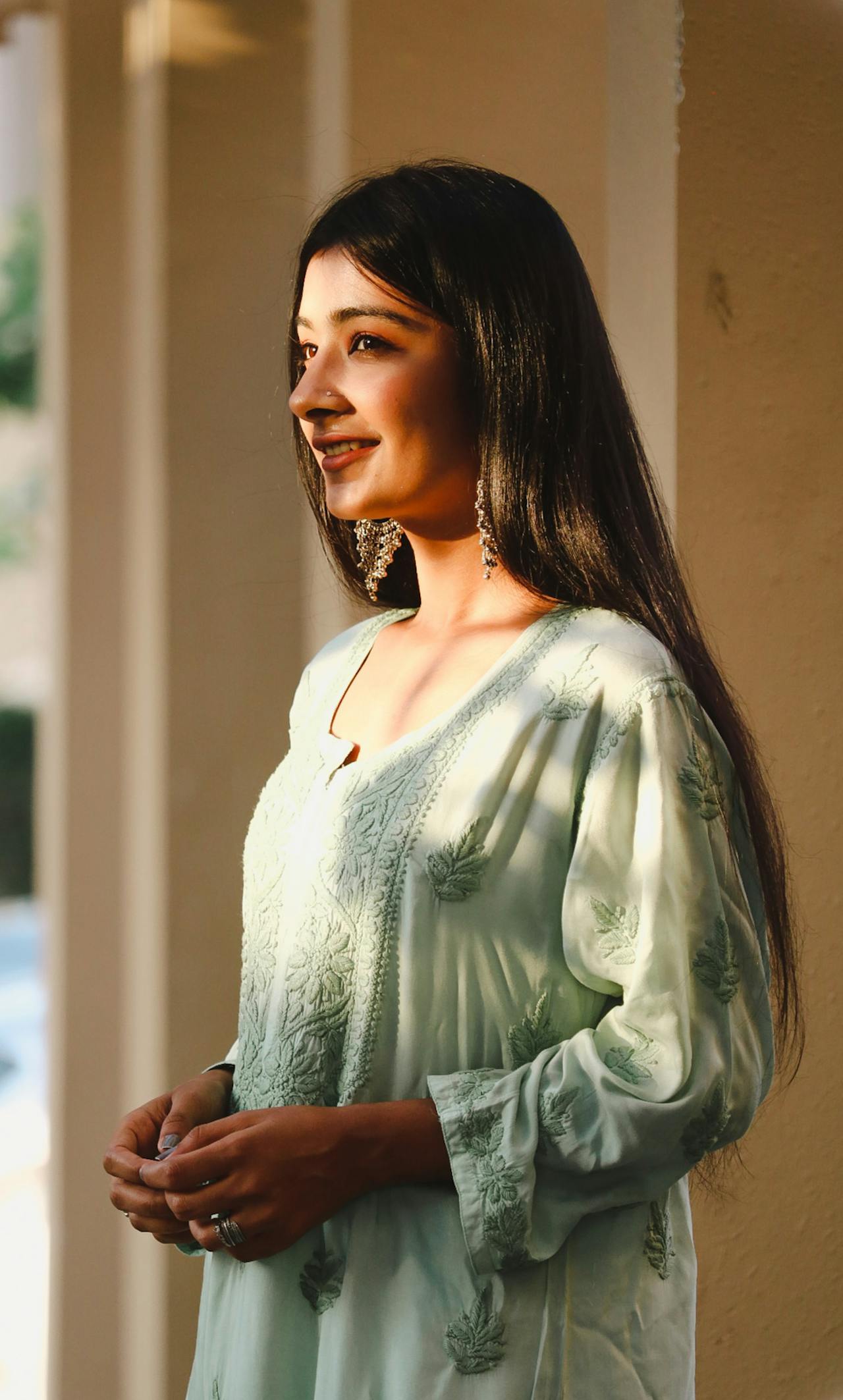 Cotton Chikankari Solid Women's Top